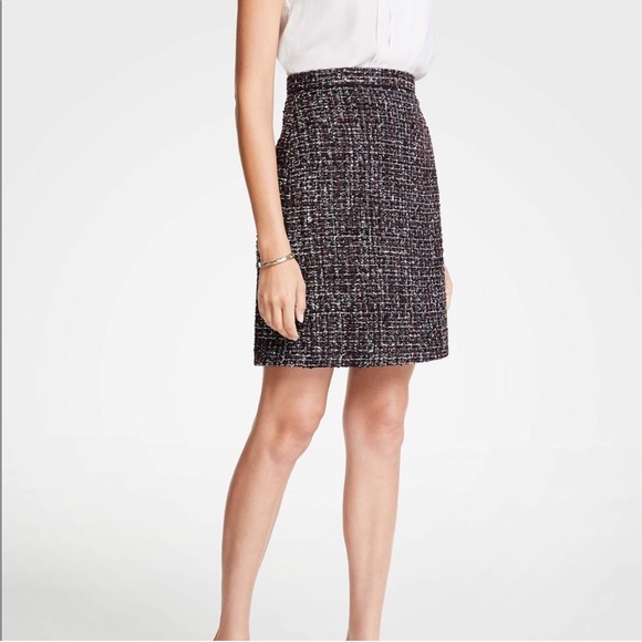 Ann Taylor Purple/Black Tweed Pencil Skirt - Picture 1 of 8